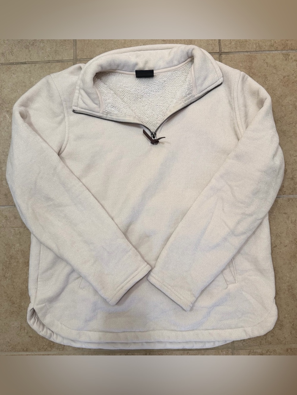 Women’s  Cream Quarter-Zip Sherpa Fleece Pullover